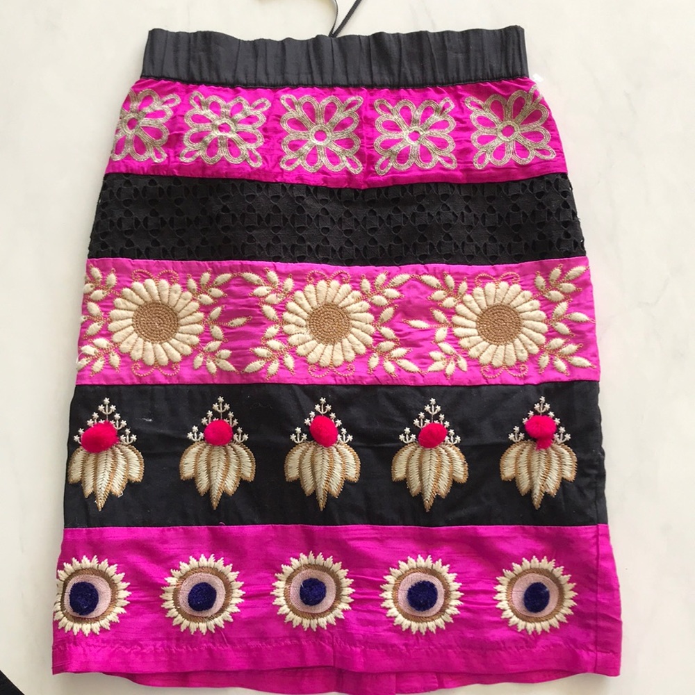 Anthropologie Pink and Black Pencil Skirt